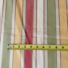 Vintage Cotton Striped Fabric Sage Green Red Gold Cream 2 Yd x 55