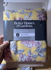 2 Better Homes & Garden 100% Cotton 72 x 45, 4 Yard Yellow Floral Homedec Fabric
