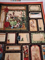 Wilmington Prints Christmas Emporium panel Santa Gift Tag Slow Stitch Crafts