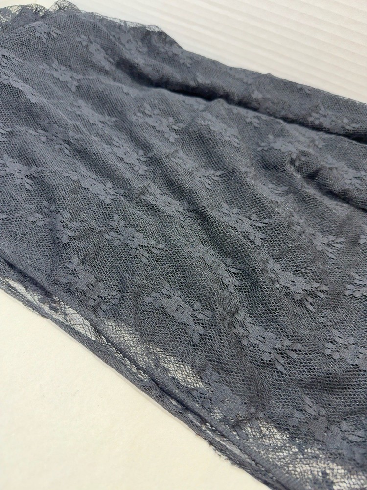 Black Stretch Floral Lace Fabric 96” x 72” Sheer Mesh Sewing Dress Crafts