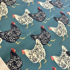 Spoonflower Cypress Cotton Canvas 1 Yd Farmhouse Chickens Blue Laura May Designs