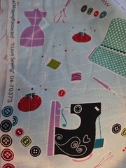 VINTAGE SEWING MACHINES BLUE “I LOVE SEWING” COTTON FABRIC