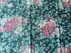 Cranston Print Works Xmas Fabric Green Aqua Rose White Silver Accent 43.5″X 50″