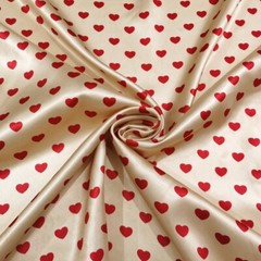1 Yard X 1.48 meter Love Hearts Satin Fabric Silky Charmeuse Material For Scarf