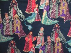 Christmas ROYALITY PEOPLE Gold VTG. Hancock Minnesota Fabric RARE SBTY X