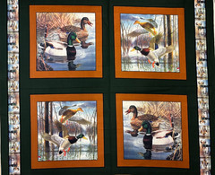 MIGHTY MALLARDS #015 – 4 BLOCK PILLOW PANEL BY PATTI REED, 35″ L x 44″ W