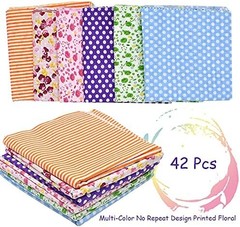 42Pcs 10″x10″ Quilting Cotton Fabric Squares Sheets Pre-Cut Multi-Color Design