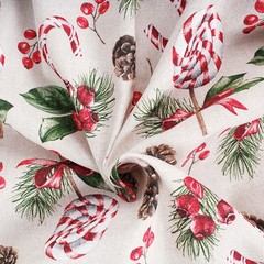 Red Christmas Fancy Cotton Fabric Santa Claus Cut 260x280cm by the Meter