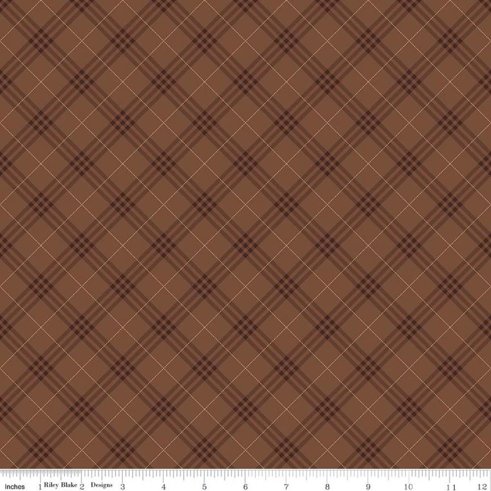 Coffee Time Plaid Brown Cotton Fabric