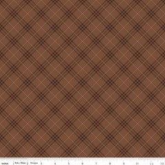 Coffee Time Plaid Brown Cotton Fabric