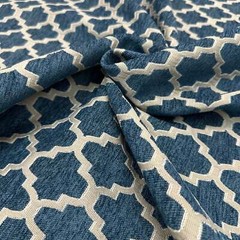 Blue Denim Mid Century Jacquard Upholstery Fabric 57″