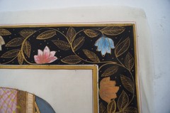 LOT (2) Traditional Indian Painting on Silk 30×14 & 14×10 Mughal Rajasthani C213