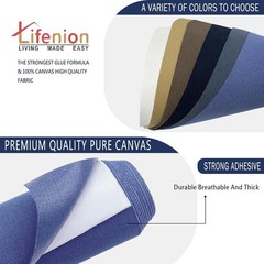 Lifenion Fabric Repair Patch, Self Adhesive 17X158 Inch, Canvas White