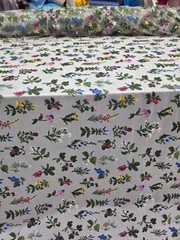 Embroidery Multicolor Floral Lace Beige Mesh Fabric Sold By The Yard Pink Yellow