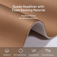 Hiksuky Auto Headliner Fabric 58″ L × 60″ W with Foam Backing – Mesh Type w