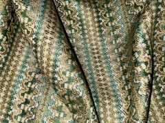 GREEN AND TURQUOISE VARIEGATED STRIPED HOME DECOR FABRIC. 1.5+ YDS.
