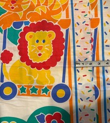 Vtg Circus Themed Fabric 3 Panels Quilt Blanket Sewing Wall Hanging Cotton Blend