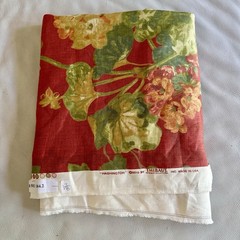 Thibaut ‘Washington’ 100% Linen Fabric Red Floral Geraniums 1.97 Yds X 54”