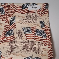 Alexander Henry Cotton Fabric Patriotic American Flag Print Beige 1 7/8 Yds