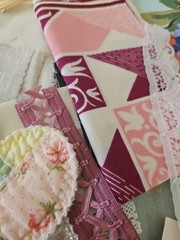 Slow Stitch Junk Journal Kit 32 Pieces Fabric, Lace, Appliques,Doily,Buttons Etc