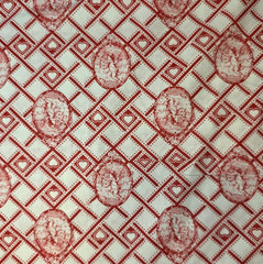 Vintage Victorian Toile Valentines Cotton Fabric Hearts/Cupid/Angels White Red