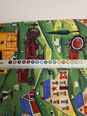 Farmland, Green, Cheryl Bartley Print, Cotton, 4 YARDS, Tractors, Barns, Cows,
