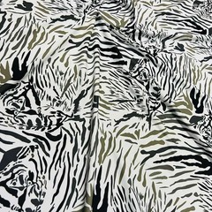 Animal Print Zebra with Gray Spandex Fabric 60″ wide by the Yard for Swimwear