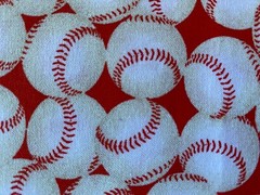 JO-ANN FABRIC~Baseball Toss~RED BACKGROUND~Same Size One Inch Balls~43×118~COTTN