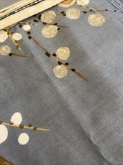 Vntg Interior Fabric Design Inc An Original Design 1981 Blue Tan Cherry Blossom