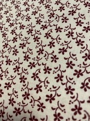 Calico Flowers Burgundy on Tan cotton Fabric per yd. Circa 1800s