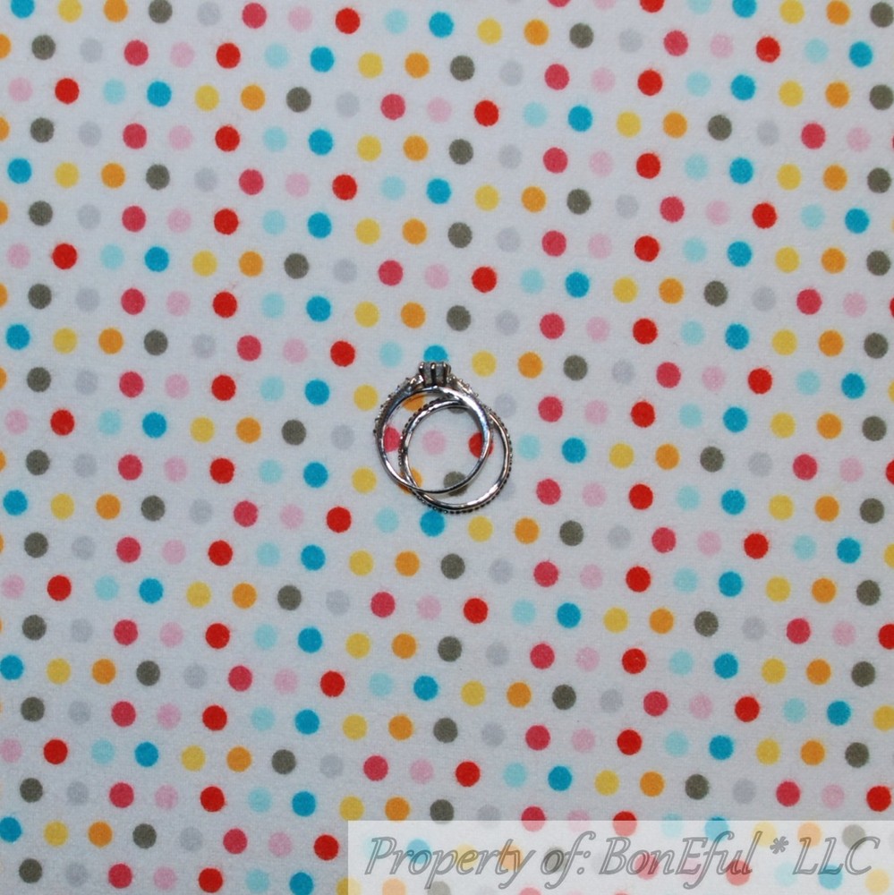 BonEful Fabric FQ Cotton Quilt Flannel White Pink Blue Yellow Baby Boy Girl Dot