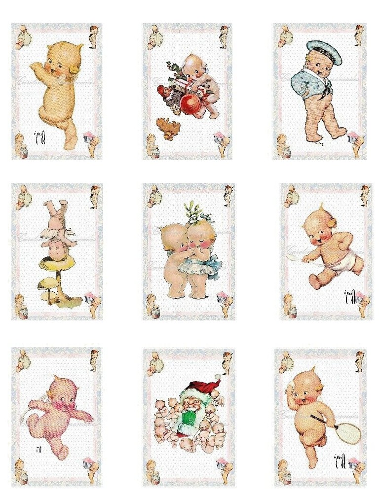 Vintage Kewpie B MULTI-SIZE SET Cotton Fabric Quilt Blocks
