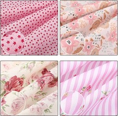Boao 10 Pieces 20 x 20 Inch Cotton Fabric Quilting Floral Patchwork Pink