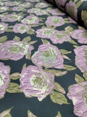Mauve Gold Floral Metallic Brocade Fabric Sold By The Yard Black Jacquard Emboss