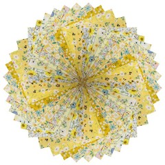 50 PCS 5×5 Inch 100% Cotton Floral Fabric Squares Bundles Yellow Quilting DIY
