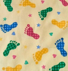 Plaid Baby Feet Foot Prints Yellow Cotton Flannel Fabric 2.5 Yds Unisex Baby