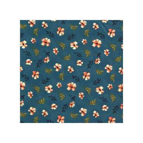 03445 Amma’s Garden Sm Poppy Teal – Cotton Quarter Yard