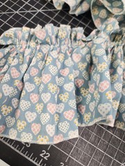 Vintage ruffle gathered fabric trim 6 Inch Baby Blue Hearts Floral sold by yard