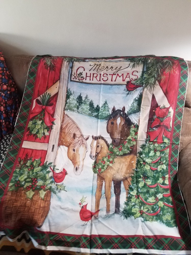 MUST SELL! 36″ X 44″ Panel Horses Barn Merry Christmas