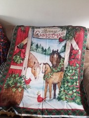 MUST SELL! 36″ X 44″ Panel Horses Barn Merry Christmas