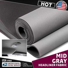 35″x60″ Mid Gray Headliner Fabric Mesh Type Upholstery Foam Backing For Cars