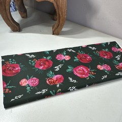 Hobby Lobby Floral Cotton Fabric Yardage Black Pink Red Roses Green 1 yd