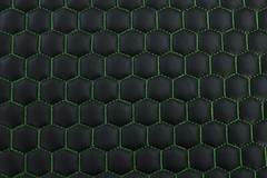 Hexagon Vinyl Grain Quilted Faux Leather Upholstery Fabric | Purple Green 55″