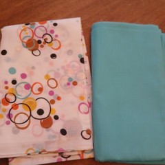 Vintage Coordinating Cotton Fabrics Teal Solid & Multicolor Print 4+ Yards
