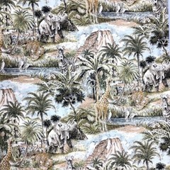 Giraffe Elephant Zebra Tiger Wild Animal themed 100% Cotton Fabric quilt or sew