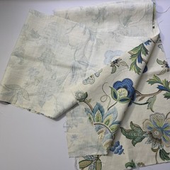 ​P Kaufmann Brissac Sapphire Linen Blend Fabric Floral Jacobean Fleur De Leaf…