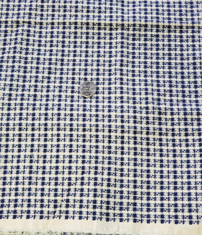 1 3/4 Yds Black & White By Quilters ONLY Sewing Quilt Fabric Blue & Cream Square