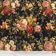 Richloom Midnight Navy Floral Bouquet Fabric Multicolor Decorator Drapery 54”