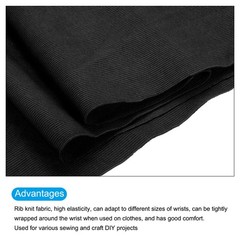 20″ Wide Black 47″ Elastic Cuffs Ribbed Trim Cotton Fabric Knit Rib Stretch Tape