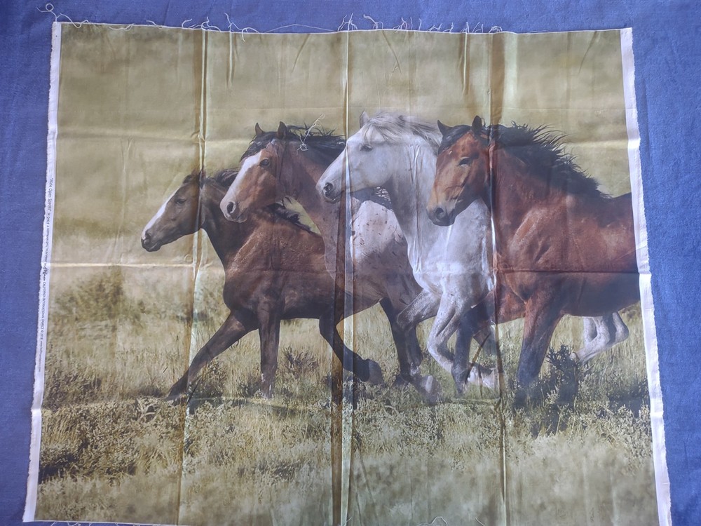 Wide Open Spaces Running Horses Panel Hoffman International Fabrics 43×35 In